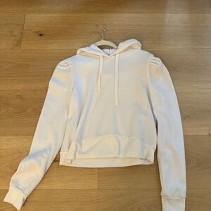 Z Supply White Puff Sleeve Hoodie
